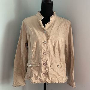 Christopher & Banks Tan jacket rhinestone buttons